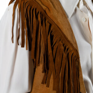 Gilet in suede vintage con frange marrone stile western